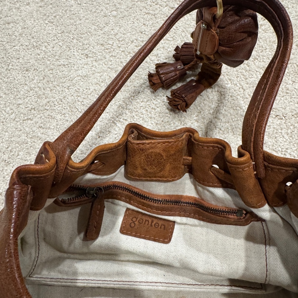 GENTEN Leather French Women's Shoulder Bag - Picture 5 of 6